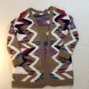Anthropologie Moulinette Soeurs Hand Knit Mosaic Cardigan Sweater Alpaca XS/S